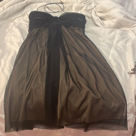black & tan halter or strapless dress - Picture 2 of 4